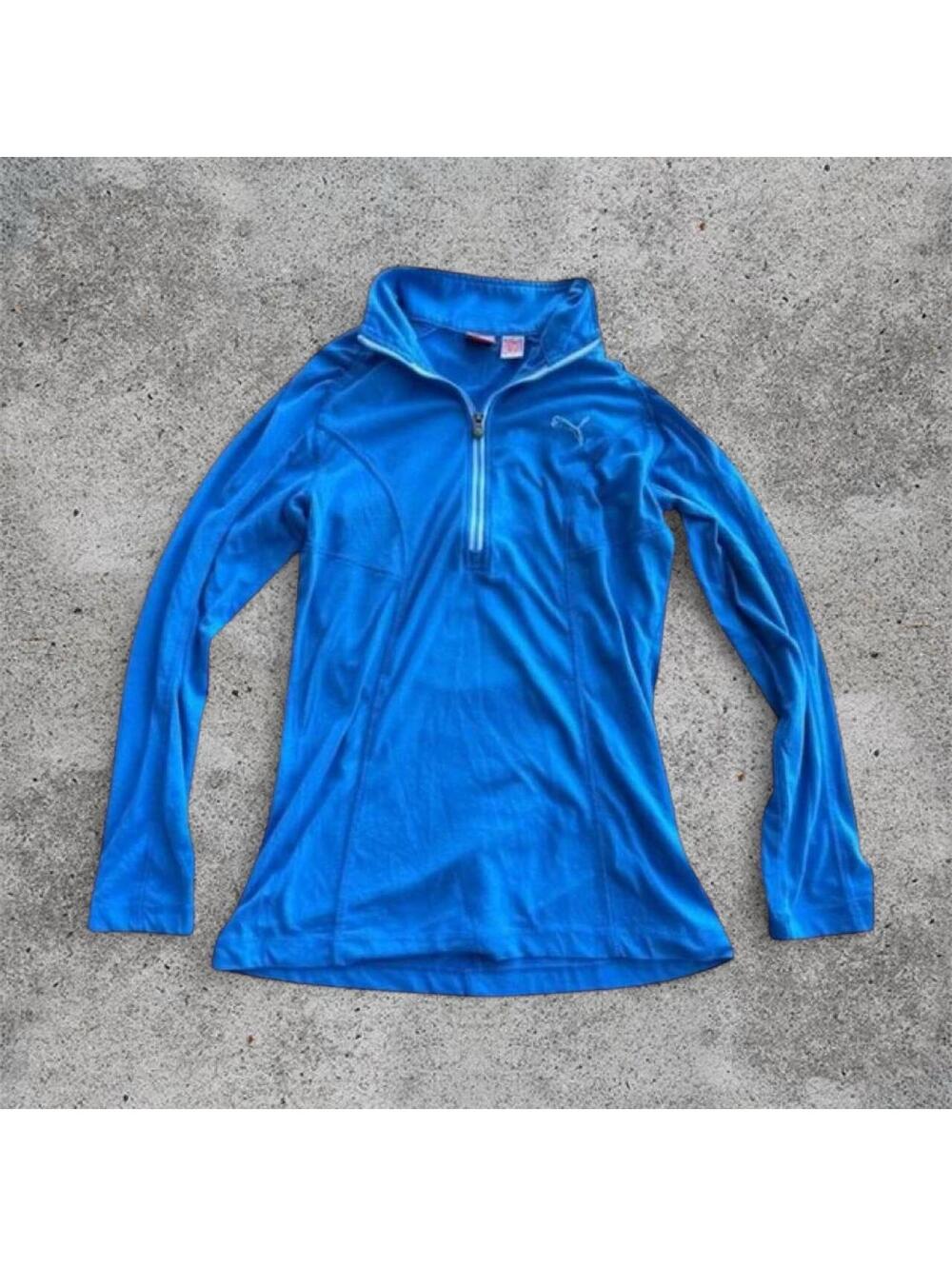 Puma blue quarter zip top with 3/4 sleeves
